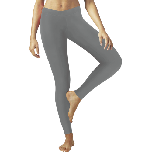 Shiny Grey Metallic Women's Low Rise Leggings (Invisible Stitch) (Model L05)