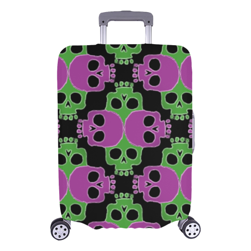skull jigsaw green pink Luggage Cover/Large 26"-28"