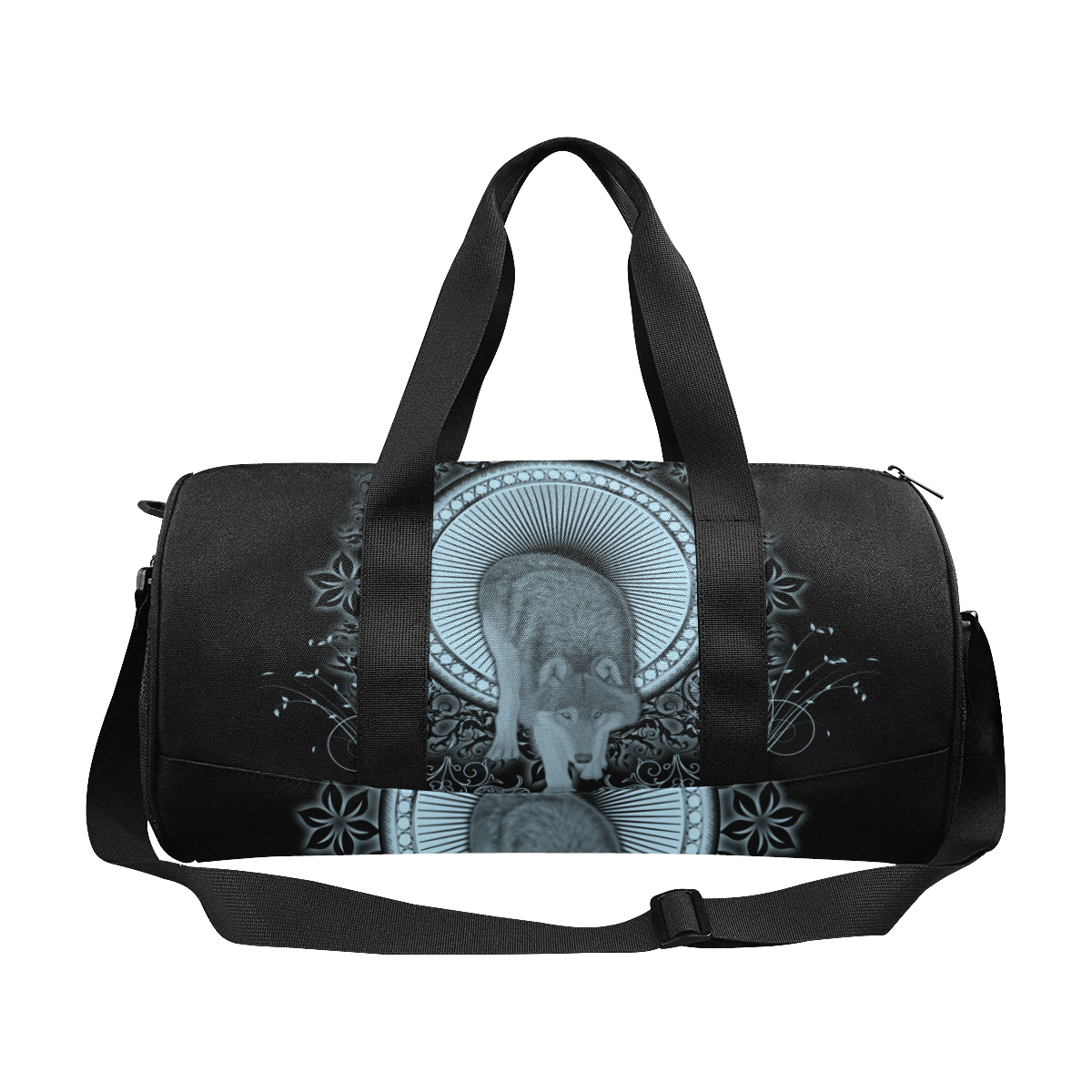 Wolf in black and blue Duffle Bag (Model 1679)