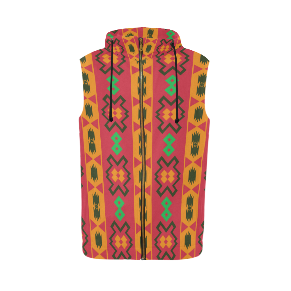 Tribal shapes in retro colors (2) All Over Print Sleeveless Zip Up Hoodie for Men (Model H16)