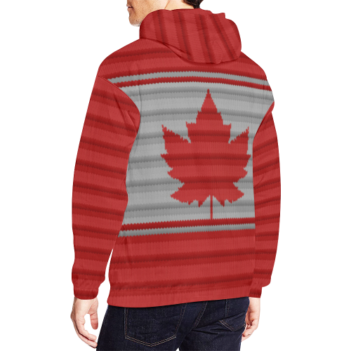 Canada Knit Print Maple Leaf Hoodies All Over Print Hoodie for Men/Large Size (USA Size) (Model H13)