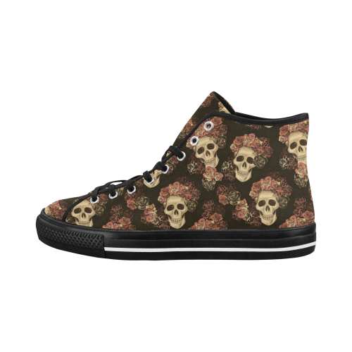 Skull and Rose Pattern Vancouver H Men's Canvas Shoes/Large (1013-1)