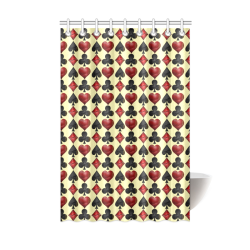 Las Vegas  Black and Red Casino Poker Card Shapes on Yellow Shower Curtain 48"x72"