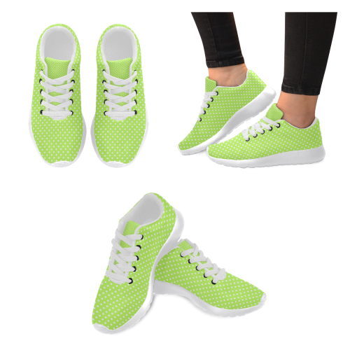 Mint green polka dots Women's Running Shoes/Large Size (Model 020)