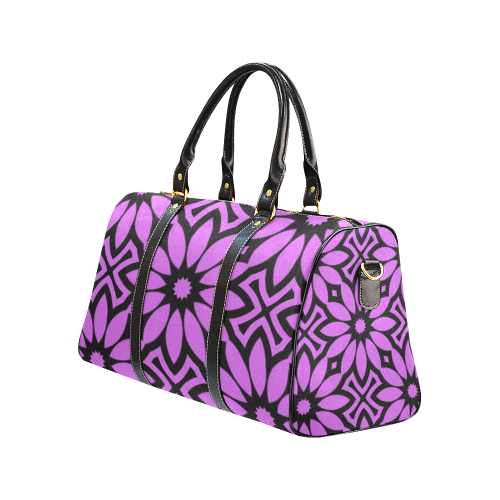 Purple/Black Flowery Pattern New Waterproof Travel Bag/Large (Model 1639)