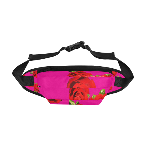 Fairlings Delight's Floral Luxury Collection- Red Rose Fanny Pack/Large 53086a6 Fanny Pack/Large (Model 1676)
