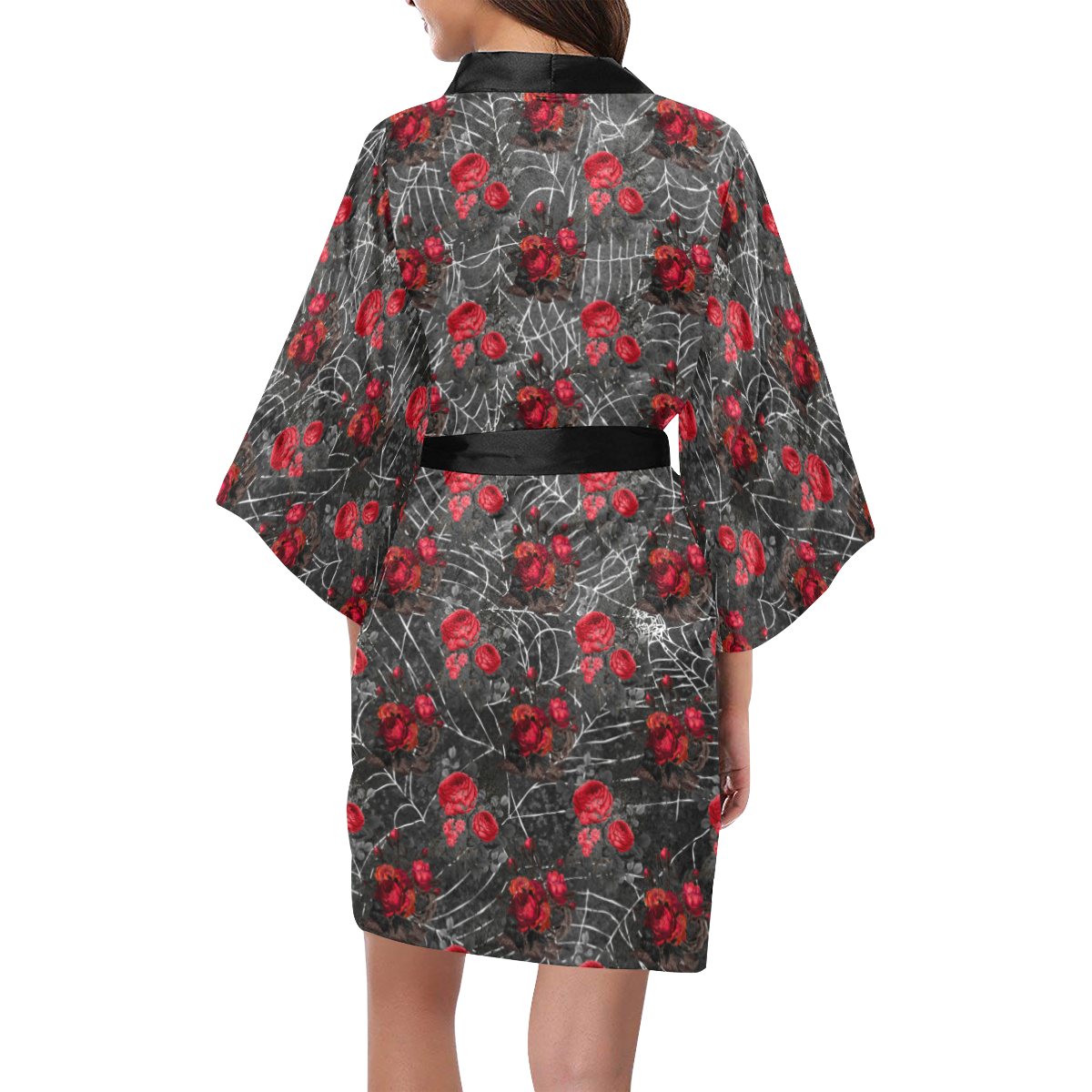 Gothic Roses and Spiderweb Kimono Robe