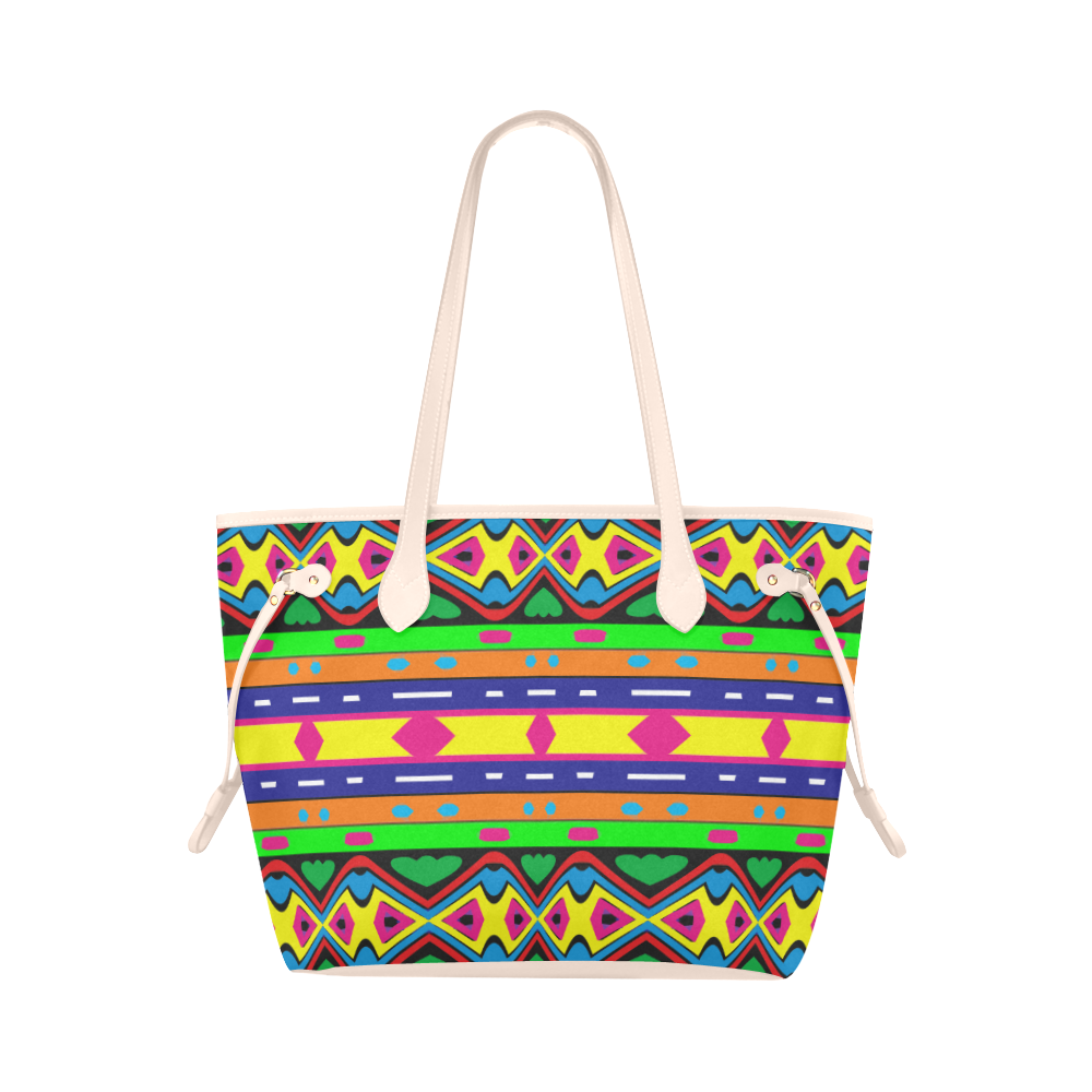 Distorted colorful shapes and stripes Clover Canvas Tote Bag (Model 1661)