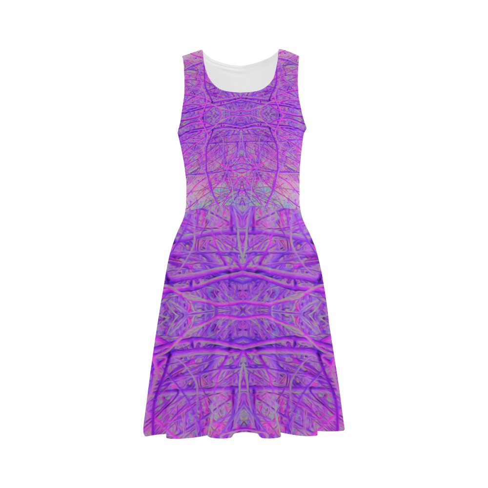 Hot Pink and Purple Abstract Branch Pattern Atalanta Sundress (Model D04)