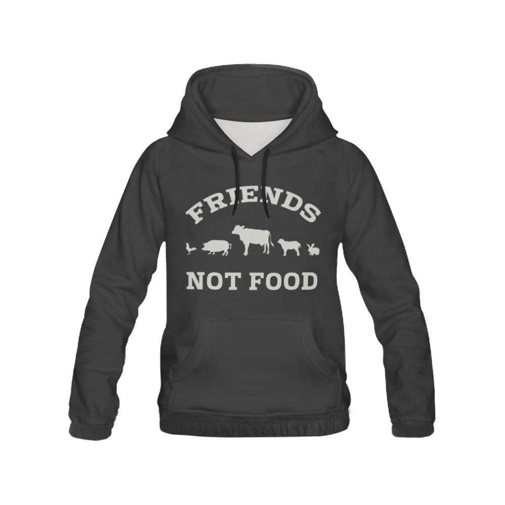 Friends Not Food (Go Vegan) All Over Print Hoodie for Women (USA Size) (Model H13)