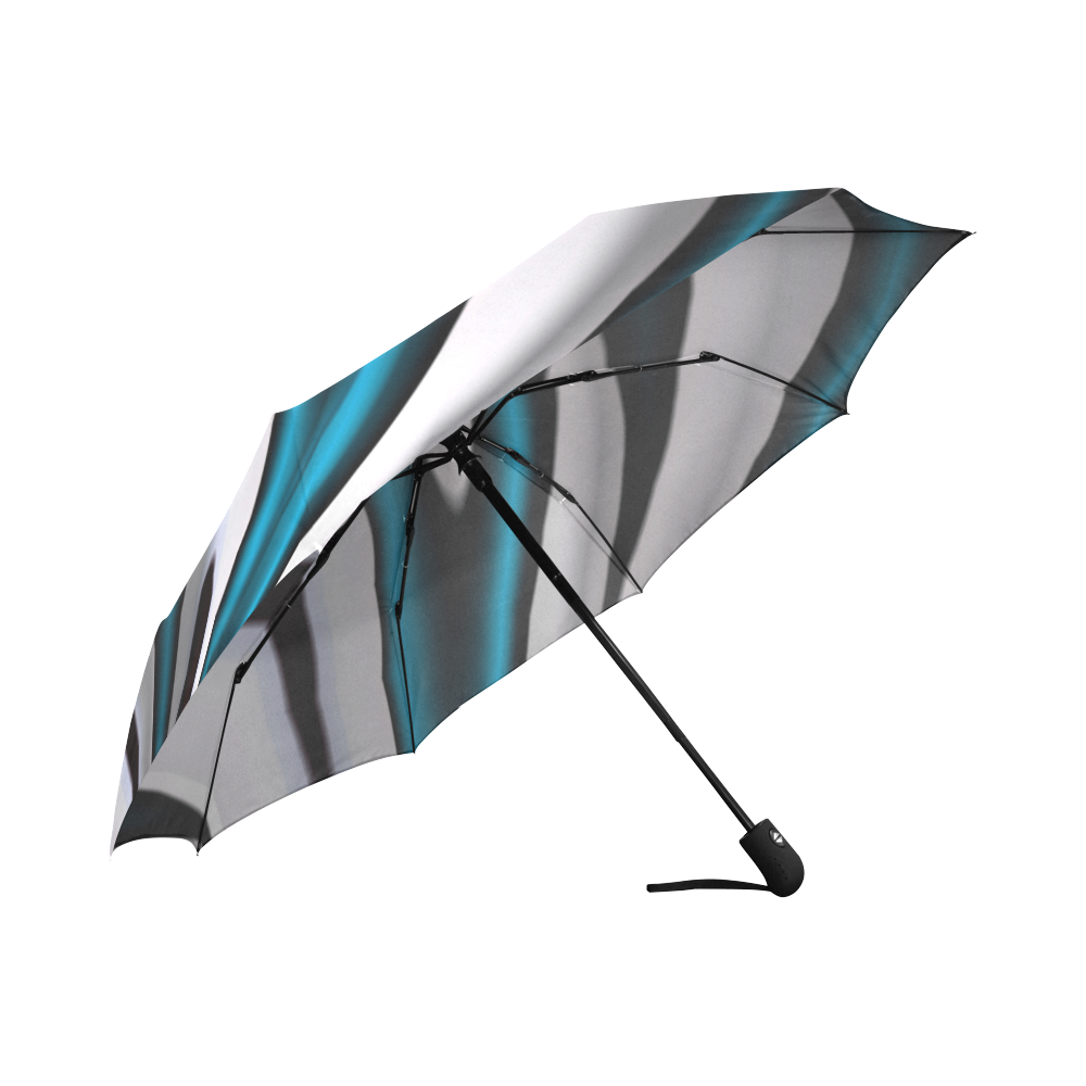 Blue White Black Fractal Art Auto-Foldable Umbrella (Model U04)