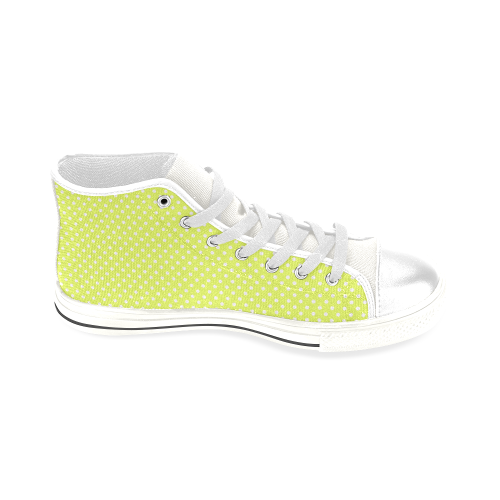 Yellow polka dots Men’s Classic High Top Canvas Shoes (Model 017)