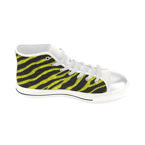 Ripped SpaceTime Stripes - Yellow Women's Classic High Top Canvas Shoes (Model 017)