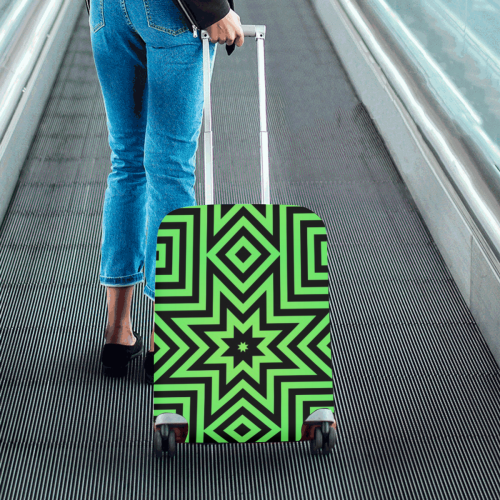 Green/Black Tribal Pattern Luggage Cover/Small 18"-21"