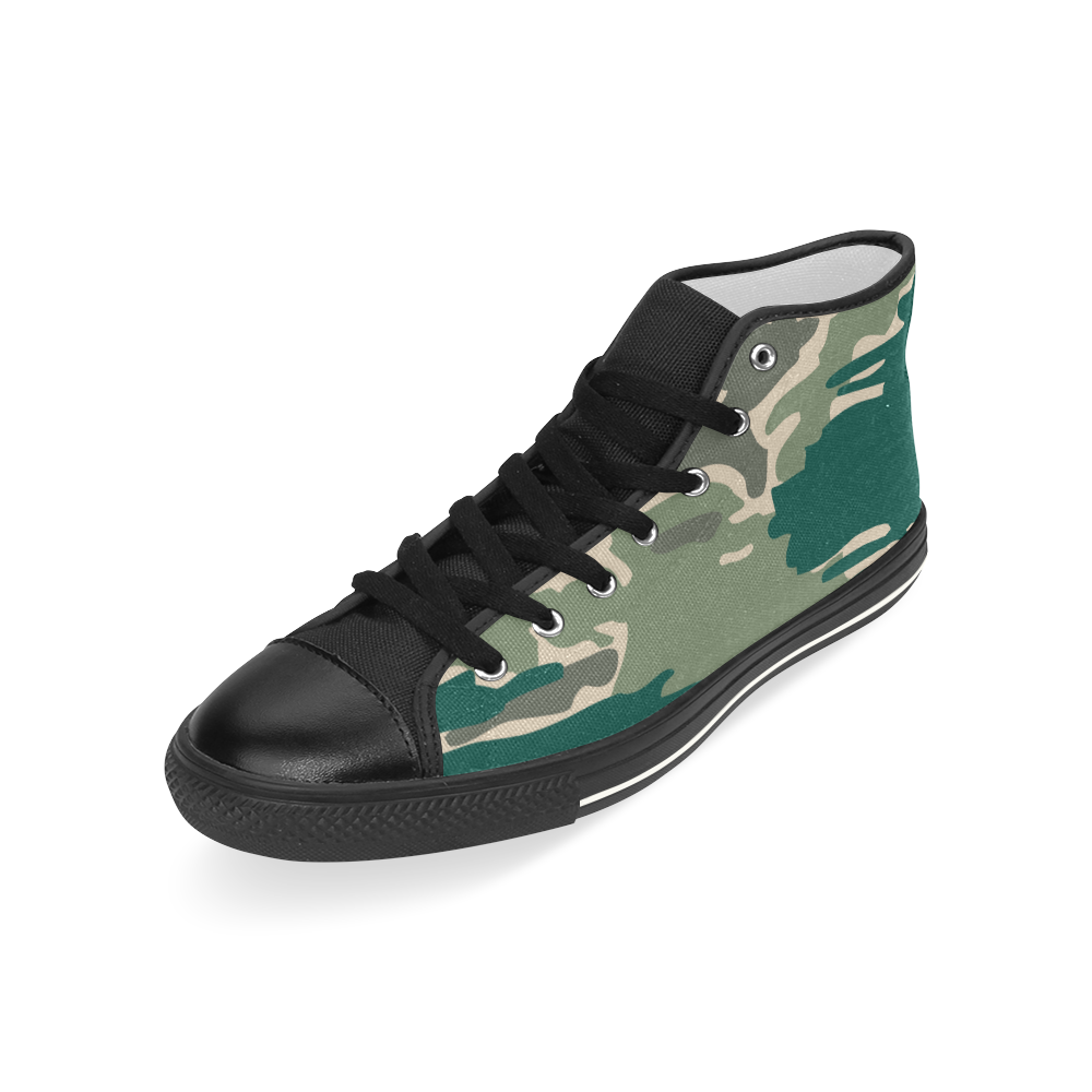 Woodland Camo Green Men’s Classic High Top Canvas Shoes (Model 017)