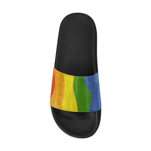 Gay Pride - Rainbow Flag Waves Stripes 3 Men's Slide Sandals (Model 057)