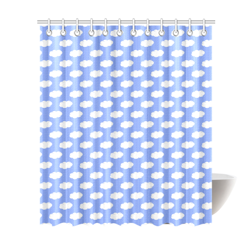 Clouds and Polka Dots on Blue Shower Curtain 72"x84"