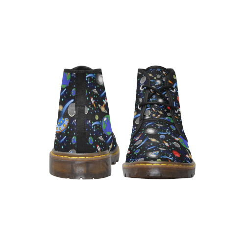 Galaxy Universe - Planets, Stars, Comets, Rockets Women's Canvas Chukka Boots/Large Size (Model 2402-1)