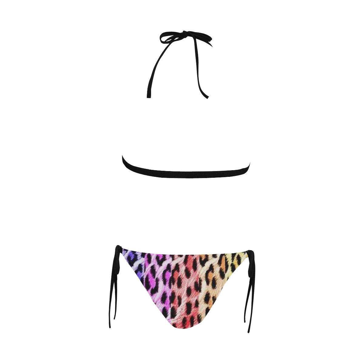 Rainbow Animal Print Buckle Front Halter Bikini Swimsuit (Model S08)
