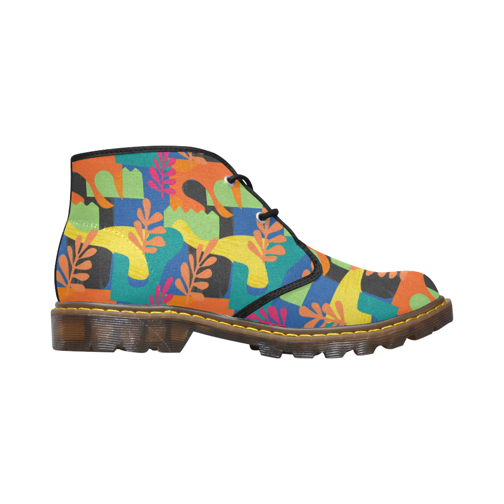 Abstract Nature Pattern Men's Canvas Chukka Boots (Model 2402-1)