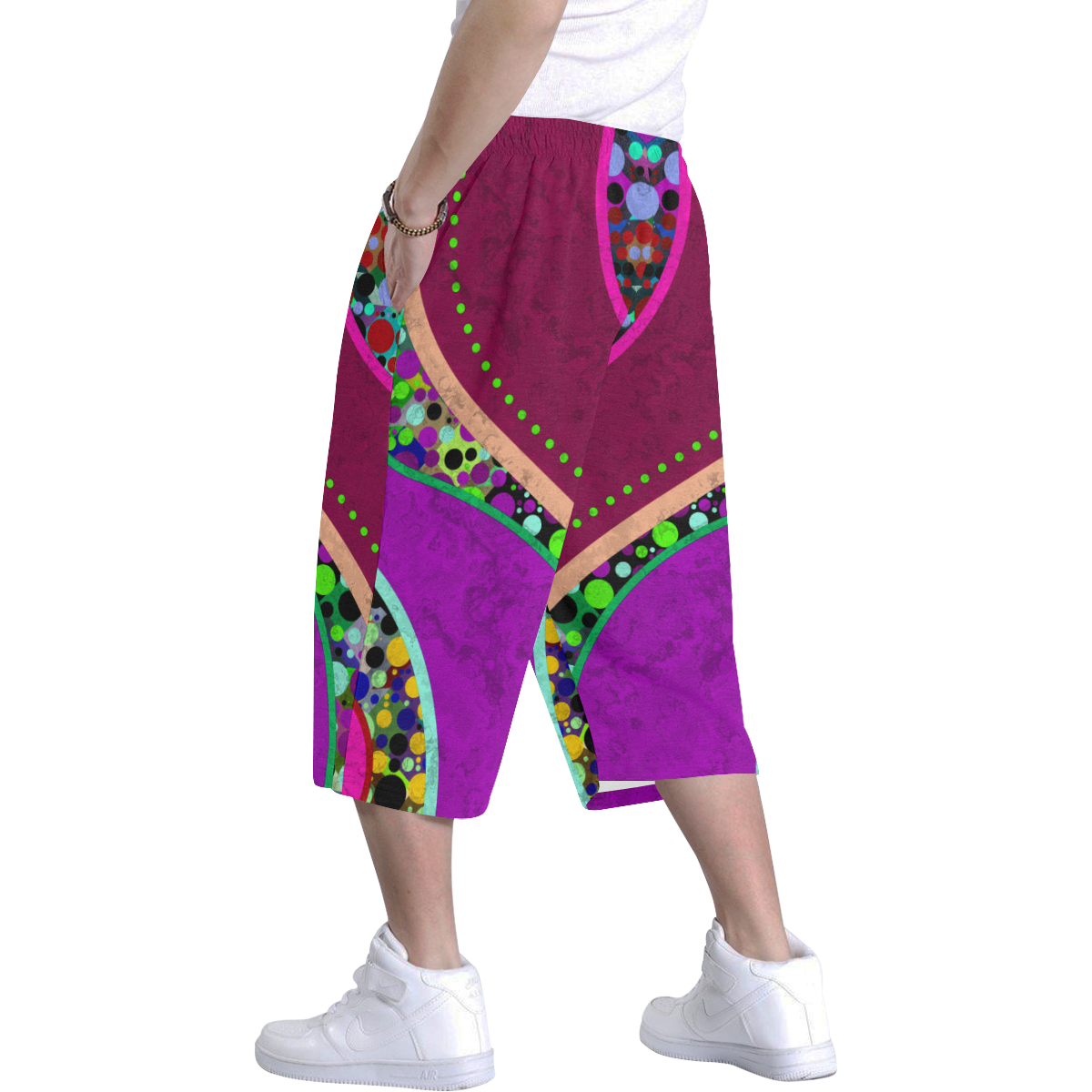 Abstract Pattern Mix - Dots And Colors 2 Men's All Over Print Baggy Shorts (Model L37)