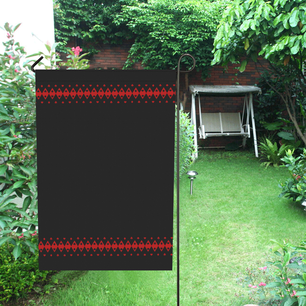 Black and Red Playing Card Shapes Garden Flag 12‘’x18‘’（Without Flagpole）