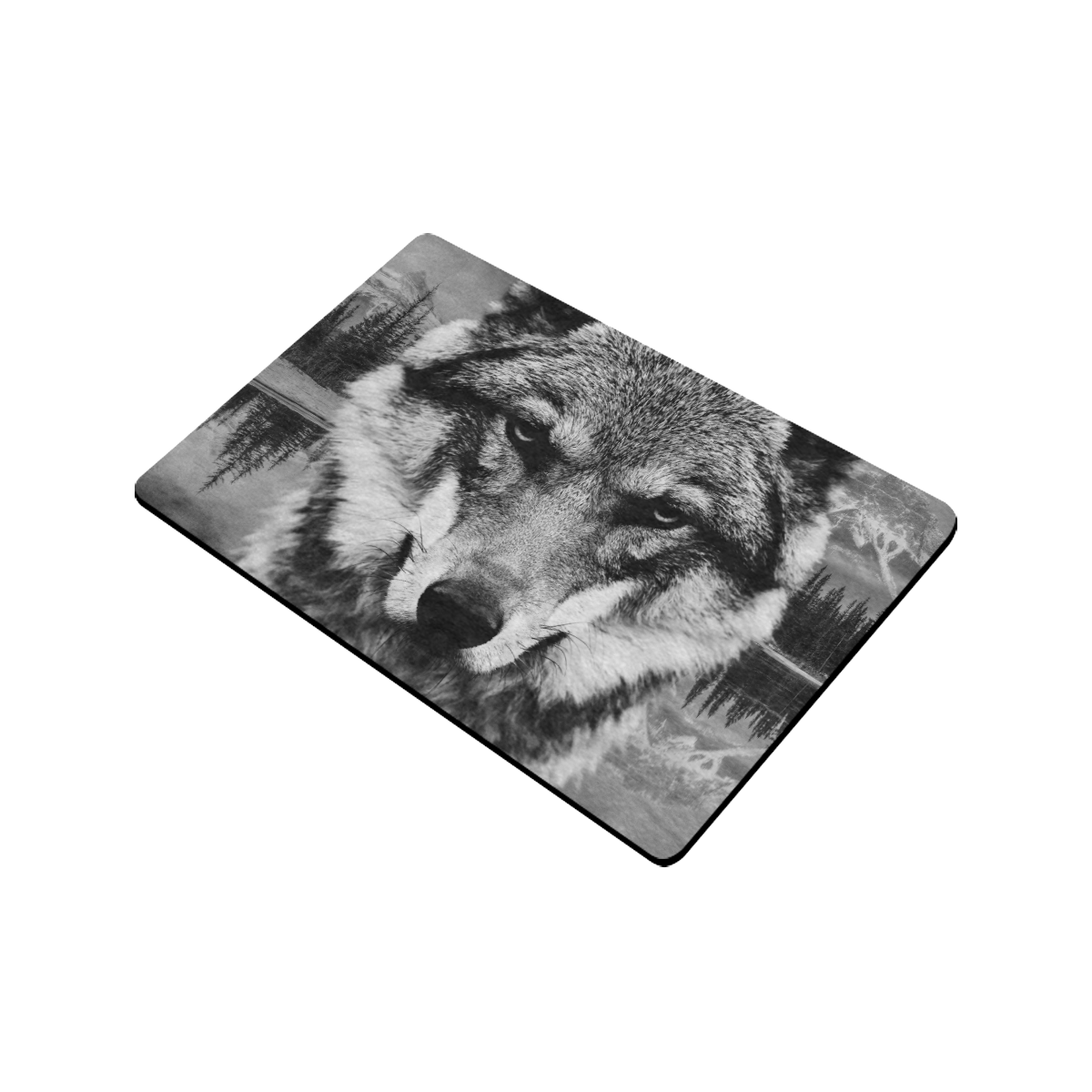 Wolf Animal Nature Doormat 24"x16" (Black Base)