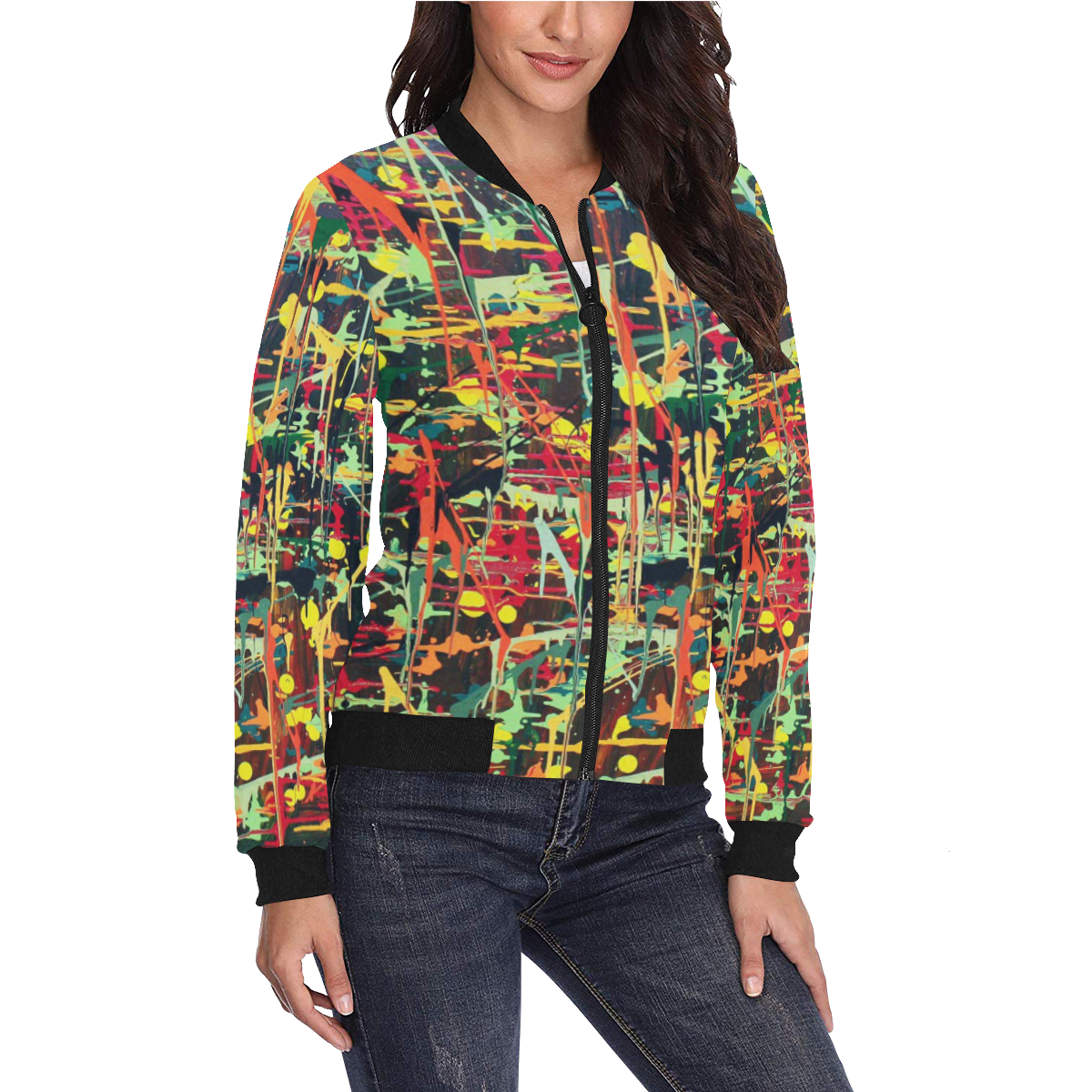 Irma All Over Print Bomber Jacket for Women (Model H36)