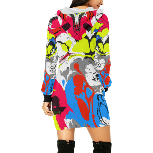 Colorful distorted shapes2 All Over Print Hoodie Mini Dress (Model H27)