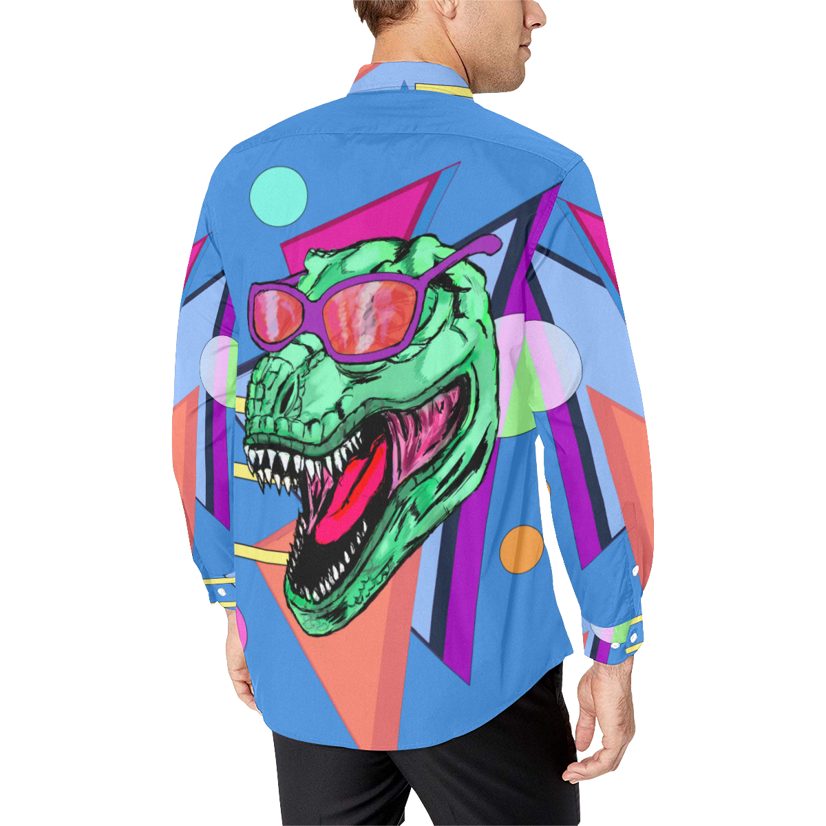 90's Dino Men's All Over Print Casual Dress Shirt (Model T61)