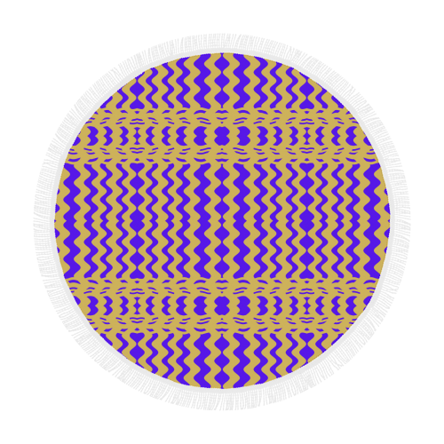 Purple Yellow Modern  Waves Lines Circular Beach Shawl 59"x 59"