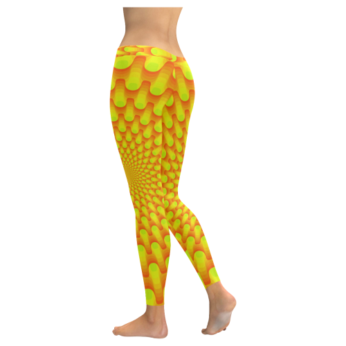 Orange green vortex Women's Low Rise Leggings (Invisible Stitch) (Model L05)