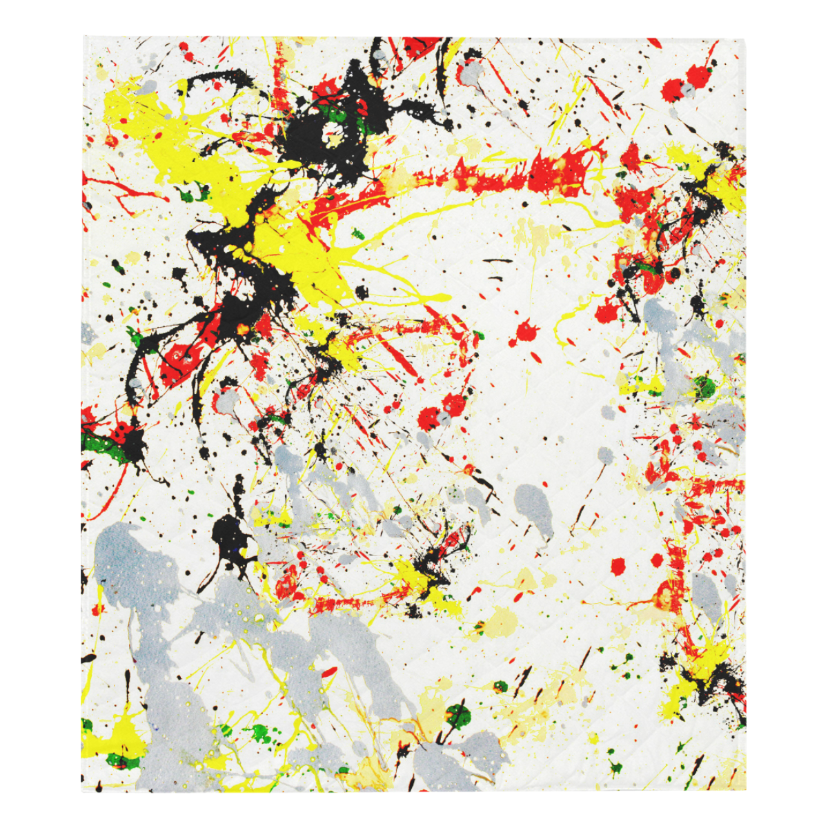 Black, Red, Yellow Paint Splatter Quilt 70"x80"
