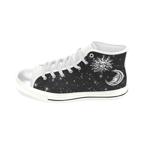Mystic  Moon and Sun High Top Canvas Shoes for Kid (Model 017)