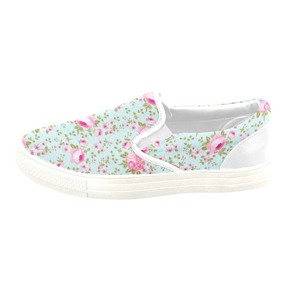 Peony Pattern Slip-on Canvas Shoes for Men/Large Size (Model 019)