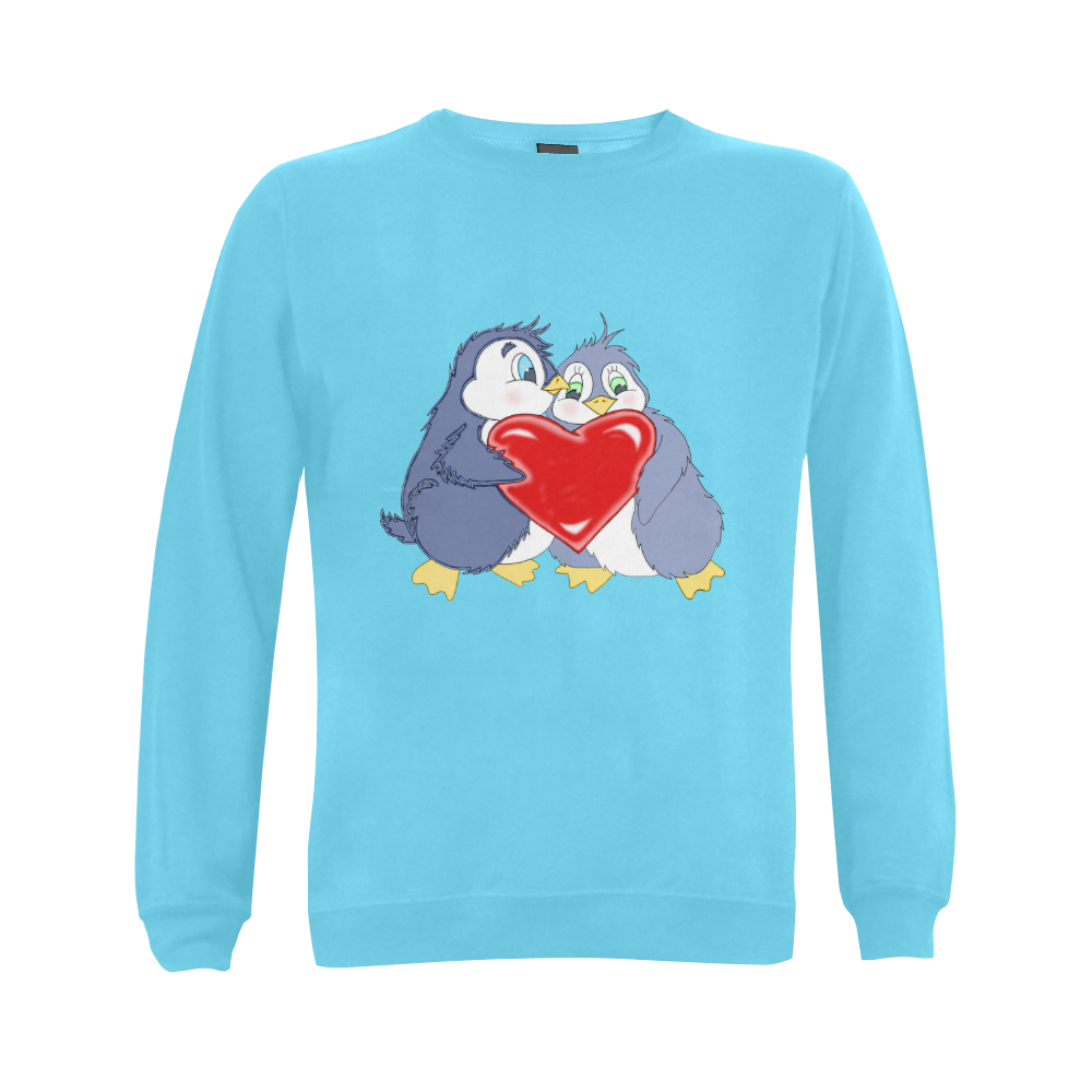 Penguin Love Lt Blue Gildan Crewneck Sweatshirt(NEW) (Model H01)