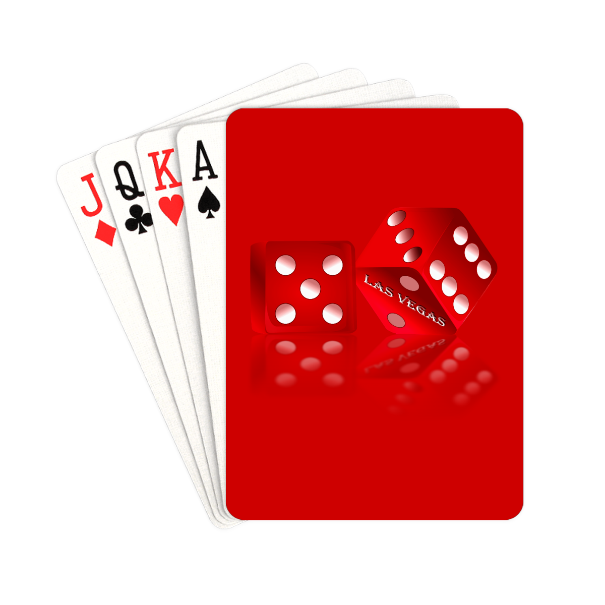 Las Vegas Craps Dice on Red Playing Cards 2.5"x3.5"