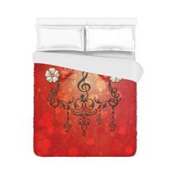 Music clef with floral design Duvet Cover 86"x70" ( All-over-print)