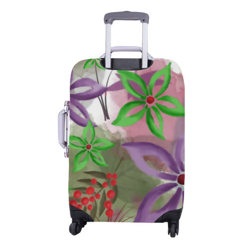 Flower Pattern - purple, violet, green, red Luggage Cover/Medium 22"-25"