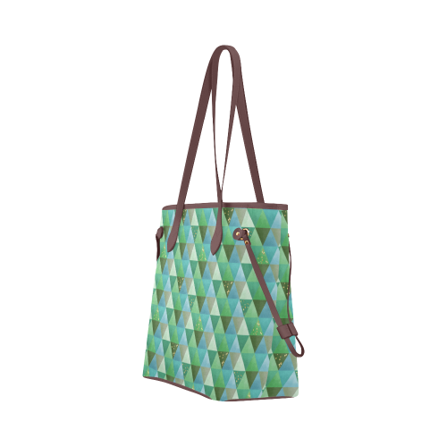 Triangle Pattern - Green Teal Khaki Moss Clover Canvas Tote Bag (Model 1661)