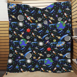 Galaxy Universe - Planets, Stars, Comets, Rockets Quilt 60"x70"