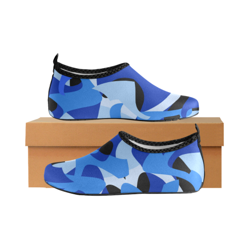 Camouflage Abstract Blue and Black Men's Slip-On Water Shoes (Model 056)