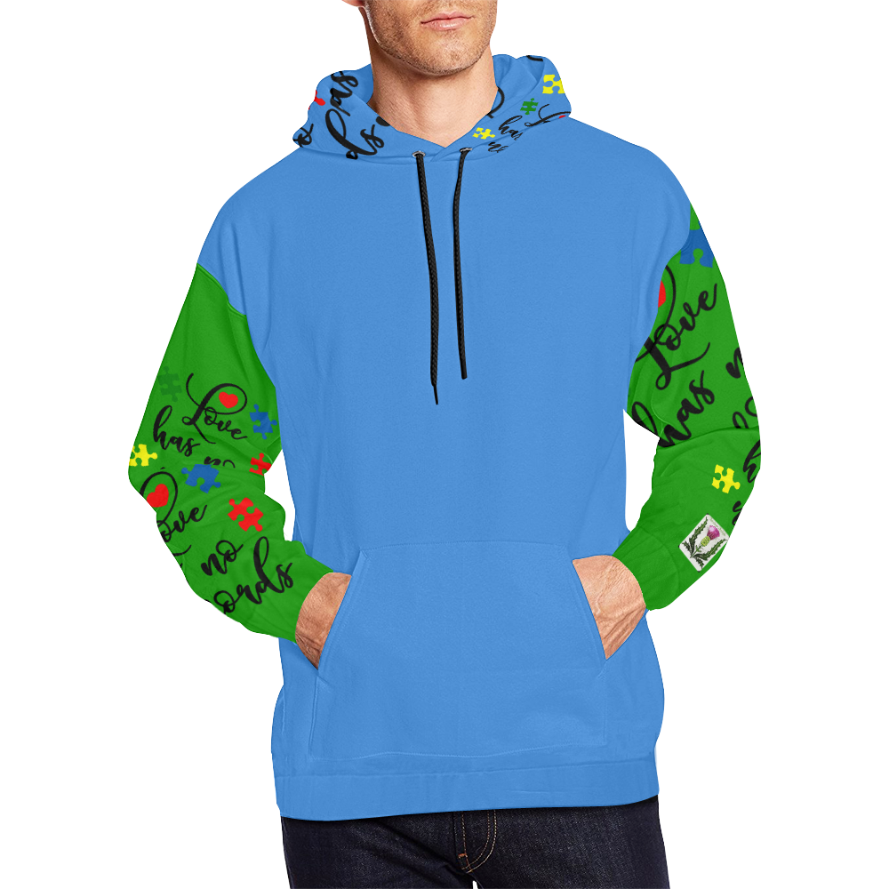 Fairlings Delight's Autism- Love has no words Men's Hoodie 53086Aa3 All Over Print Hoodie for Men (USA Size) (Model H13)