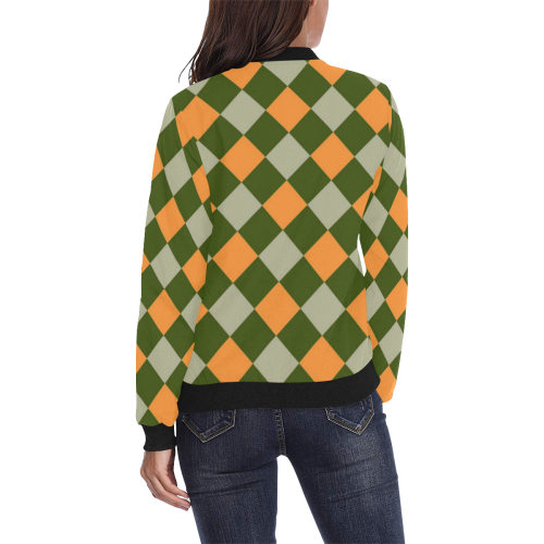 CHECKERBOARD 428 All Over Print Bomber Jacket for Women (Model H36)