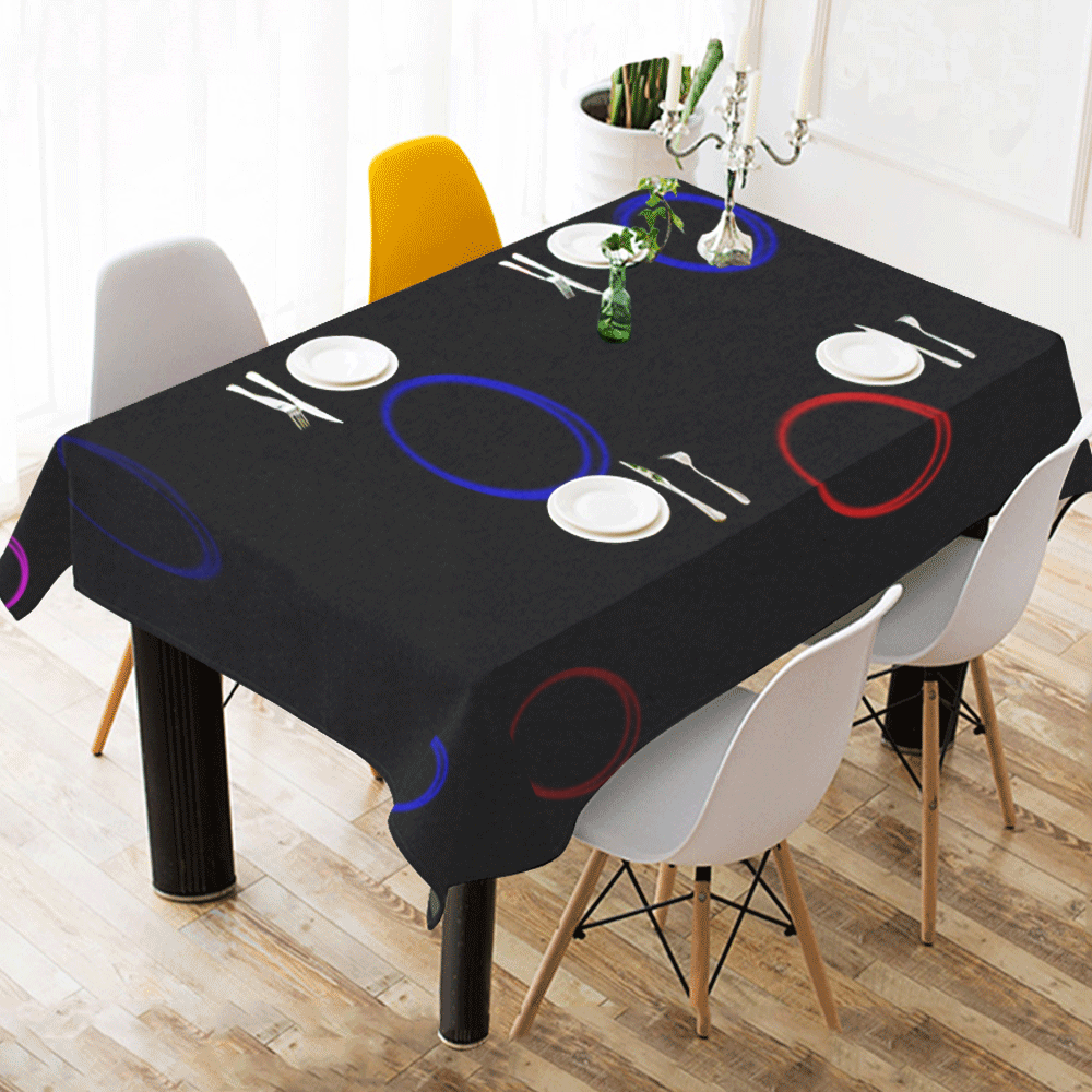 Aluminium circles Cotton Linen Tablecloth 60" x 90"