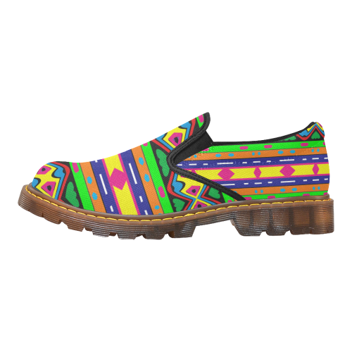 Distorted colorful shapes and stripes Martin Men's Slip-On Loafer (Model 12031)