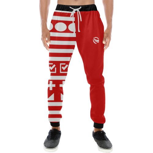 lamonki white patterned red Men's All Over Print Sweatpants (Model L11)