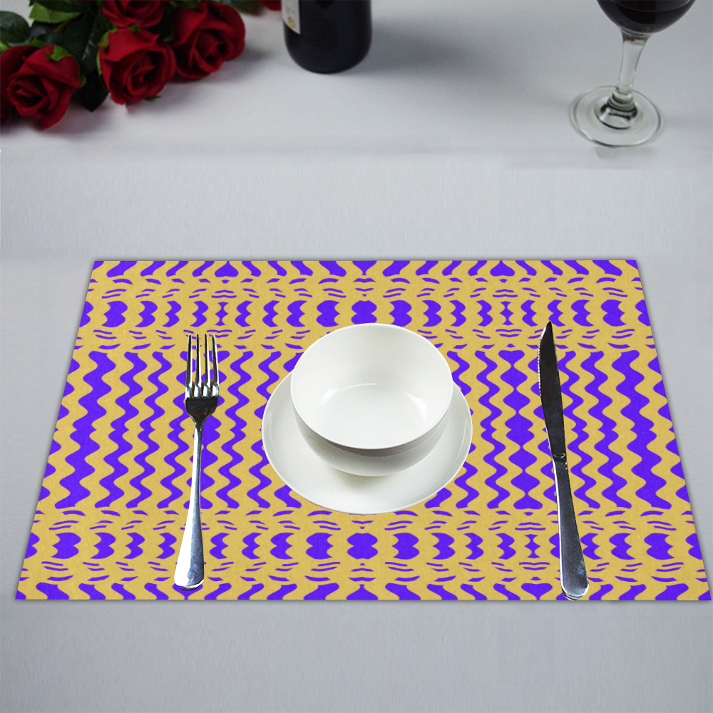 Purple Yellow Modern  Waves Lines Placemat 14’’ x 19’’ (Set of 2)