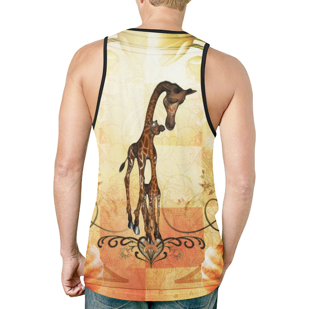 Cute giraffe mum with baby New All Over Print Tank Top for Men (Model T46)