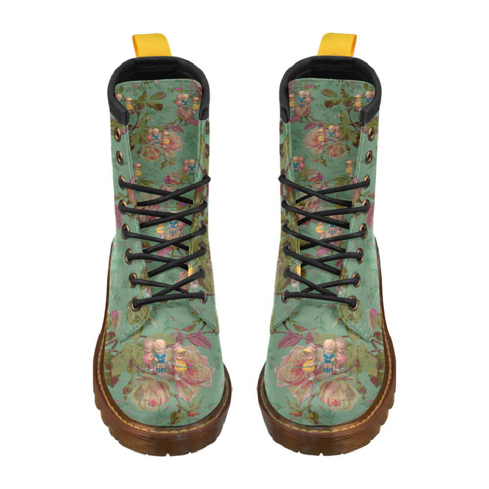 Hooping in the Rose Garden High Grade PU Leather Martin Boots For Women Model 402H